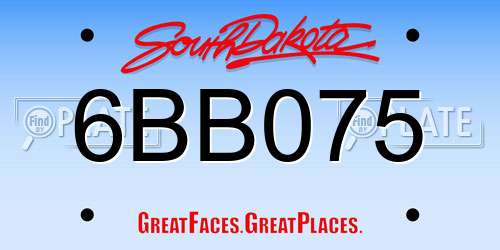 6BB075 South Dakota License Plate