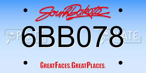 6BB078 South Dakota License Plate