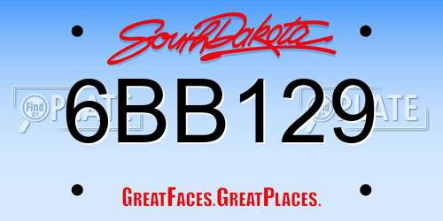 6BB129 South Dakota License Plate
