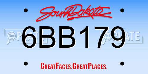 6BB179 South Dakota License Plate