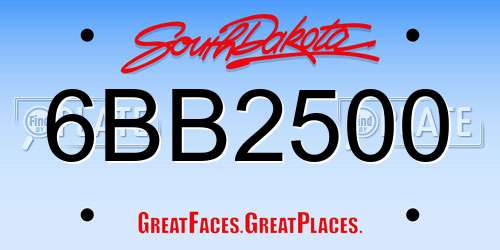 6BB2500 South Dakota License Plate