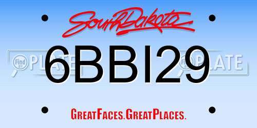 6BBI29 South Dakota License Plate
