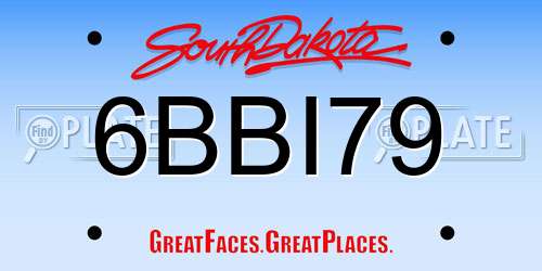 6BBI79 South Dakota License Plate