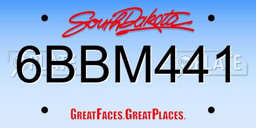 6BBM441 South Dakota License Plate