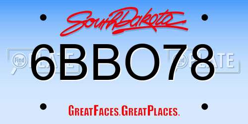 6BBO78 South Dakota License Plate