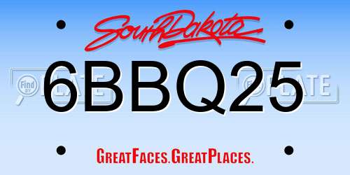 6BBQ25 South Dakota License Plate