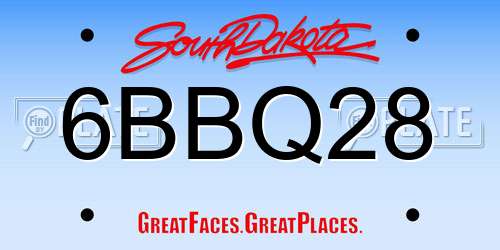6BBQ28 South Dakota License Plate