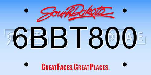6BBT800 South Dakota License Plate