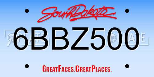 6BBZ500 South Dakota License Plate