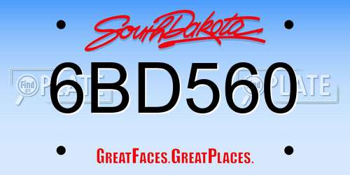 6BD560 South Dakota License Plate