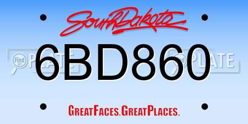 6BD860 South Dakota License Plate