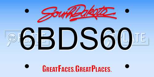 6BDS60 South Dakota License Plate