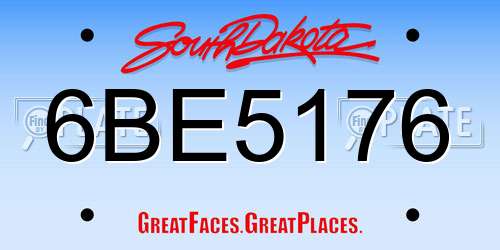 6BE5176 South Dakota License Plate