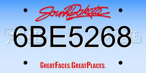 6BE5268 South Dakota License Plate