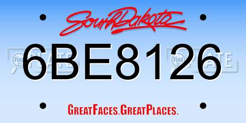6BE8126 South Dakota License Plate
