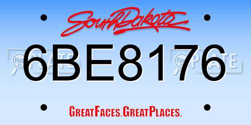 6BE8176 South Dakota License Plate