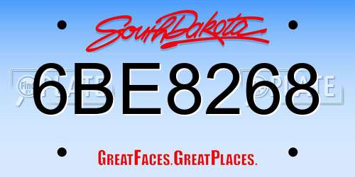 6BE8268 South Dakota License Plate