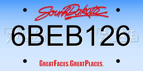 6BEB126 South Dakota License Plate