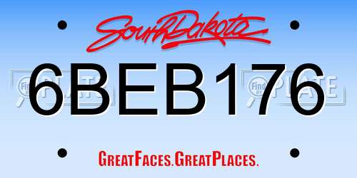6BEB176 South Dakota License Plate