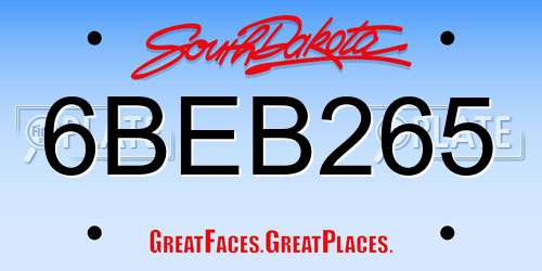 6BEB265 South Dakota License Plate