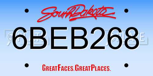 6BEB268 South Dakota License Plate