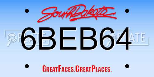 6BEB64 South Dakota License Plate