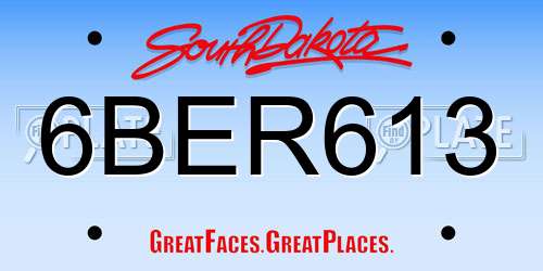 6BER613 South Dakota License Plate