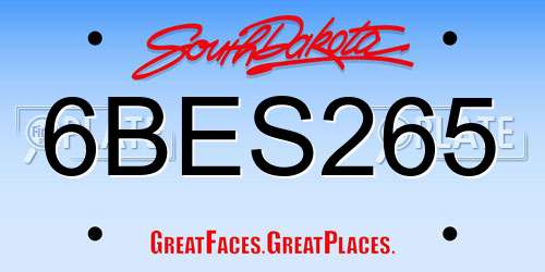 6BES265 South Dakota License Plate