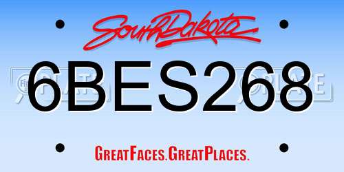 6BES268 South Dakota License Plate