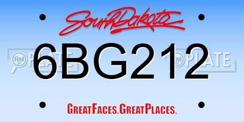 6BG212 South Dakota License Plate