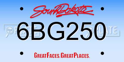 6BG250 South Dakota License Plate