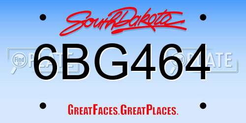6BG464 South Dakota License Plate