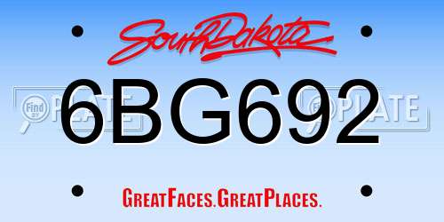 6BG692 South Dakota License Plate