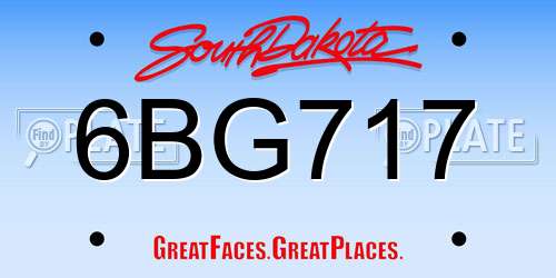 6BG717 South Dakota License Plate