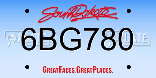 6BG780 South Dakota License Plate
