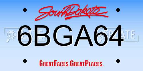 6BGA64 South Dakota License Plate