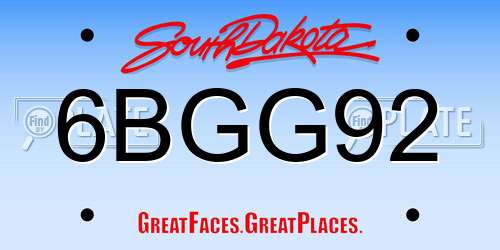 6BGG92 South Dakota License Plate