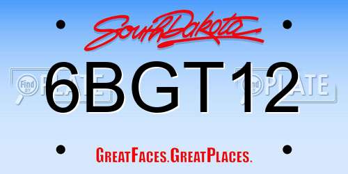 6BGT12 South Dakota License Plate