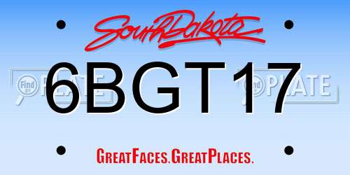6BGT17 South Dakota License Plate
