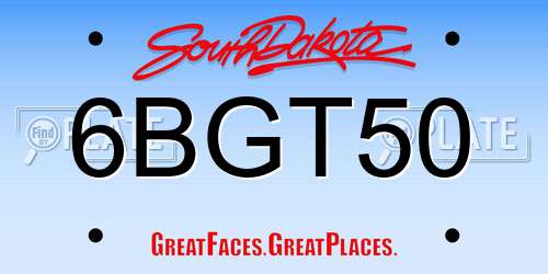 6BGT50 South Dakota License Plate
