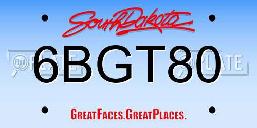 6BGT80 South Dakota License Plate