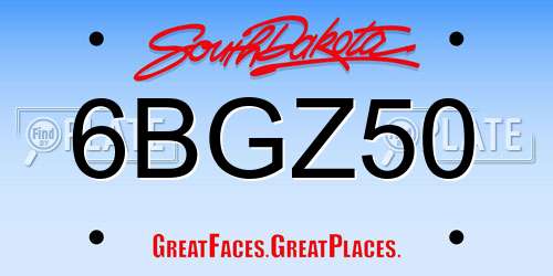 6BGZ50 South Dakota License Plate