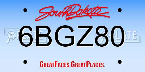 6BGZ80 South Dakota License Plate
