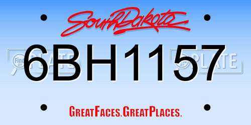 6BH1157 South Dakota License Plate