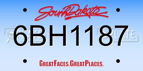 6BH1187 South Dakota License Plate