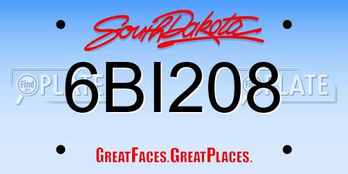 6BI208 South Dakota License Plate