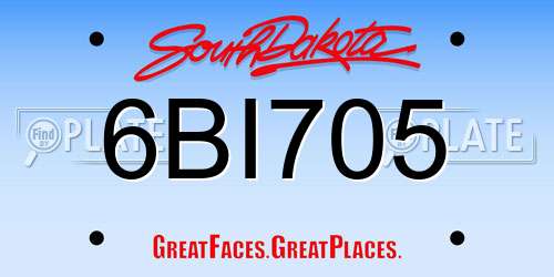 6BI705 South Dakota License Plate