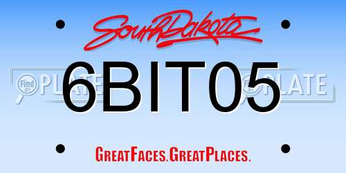 6BIT05 South Dakota License Plate