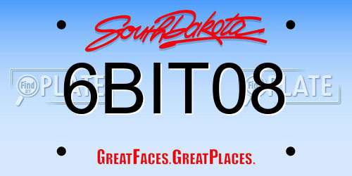 6BIT08 South Dakota License Plate