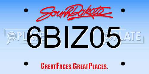 6BIZ05 South Dakota License Plate